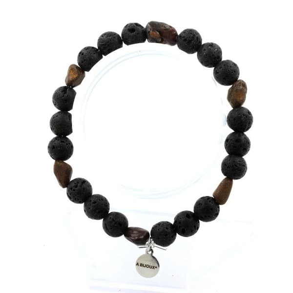 Armband - ABIJOUX - Opal Boulder från Australien - Lava pärlor 8 mm - Längd 19-20 cm - Mixad