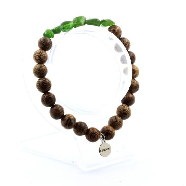 Armband - A Bijoux - Diopsid från Brasilien - Träpärlor 8 mm - Längd 19-20 cm - Både för män och kvinnor