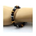 Miniatyrbild 2 av 6: Stenar och mineraler. Armband Tiger Eye Beads + Hematite + Black Agate 8 mm. Tillverkad i Frankrike.