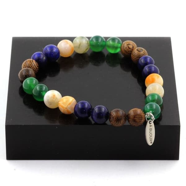 Armband - ABIJOUX - Lapis Lazuli och Agat - Längd 19-20 cm - Blanderad - Tillverkad i Frankrike