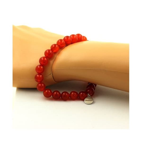 Stenar och mineraler. Carnelian Beads Armband från Uruguay 8 mm. 5A kvalitet. Tillverkad i Frankrike.