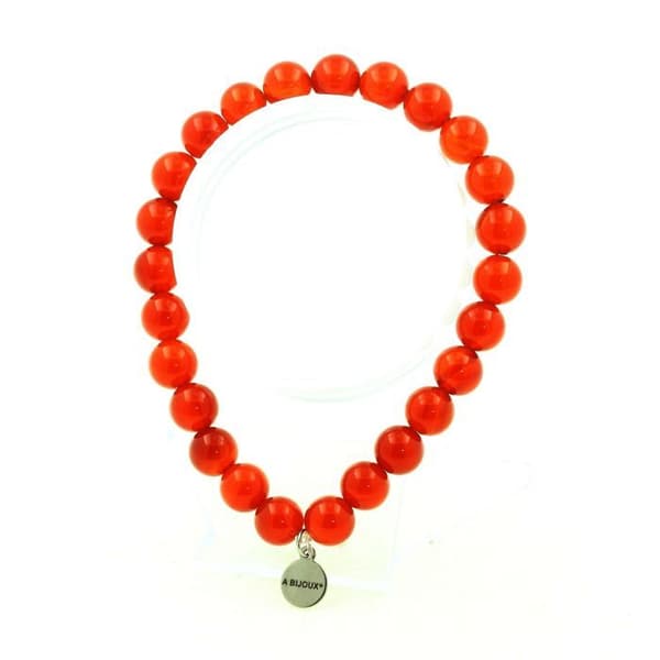 Stenar och mineraler. Carnelian Beads Armband från Uruguay 8 mm. 5A kvalitet. Tillverkad i Frankrike.