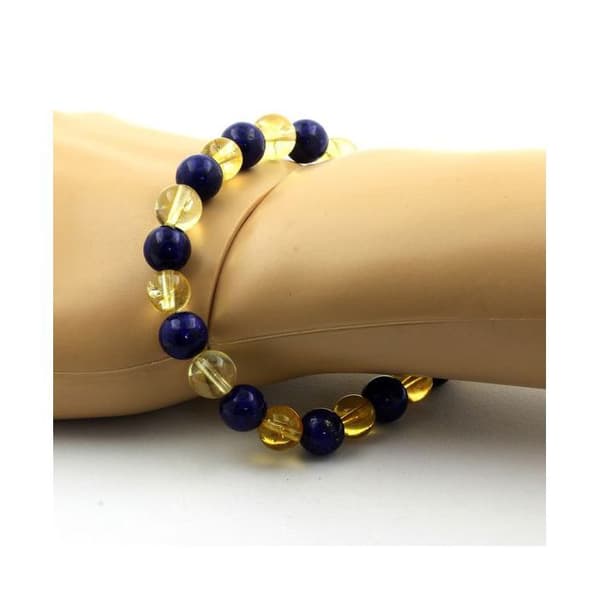 Armband - ABIJOUX - Lapis Lazuli och Citrin - 8mm - 19-20cm - Mixad