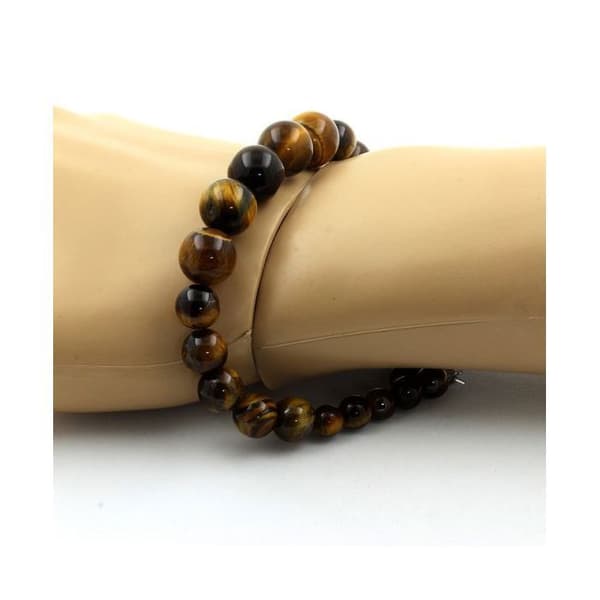Armband i naturstenar - ABIJOUX - Tigeröga - Kulor 6/8/10 mm - Brun - Unisex