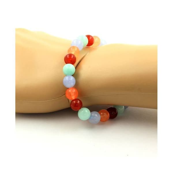 Armband - A Bijoux - Amazonit, Orange Kalcedon, Akvamarin, Agat - 19-20 cm - Naturliga stenar - Unisex