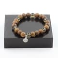 Miniatyrbild 1 av 6: Stenar och mineraler. Smoky Quartz Beads Armband + Wood 8 mm. Tillverkad i Frankrike.