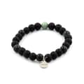 Miniatyrbild 1 av 6: Stenar och mineraler. Mattsvart Onyx + Seraphinite Beads Armband från Ryssland 8 mm. Tillverkad i Frankrike.