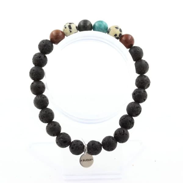 Stenar och mineraler. Zambisk Emerald + Mahogny Obsidian + Jasper Beaded Armband Tillverkat i Frankrike.