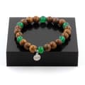 Miniatyrbild 1 av 6: Stenar och mineraler. Grön Agat Beads Armband + 8 mm trä. Tillverkad i Frankrike.