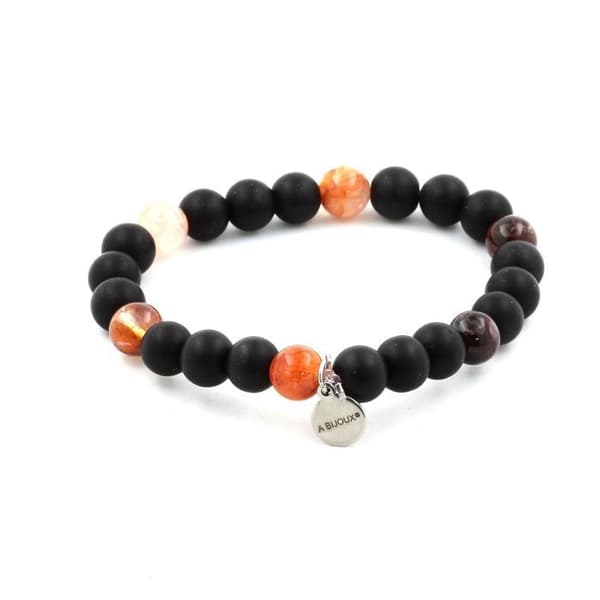 Armband - A Bijoux - Mat svart onyx + Hematoid kvarts - 8 mm - Tillverkad i Frankrike - 19-20 cm