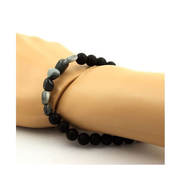 Armband - ABIJOUX - Hökögon - Matt svart onyx 8 mm - Längd 19-20 cm - Unisex