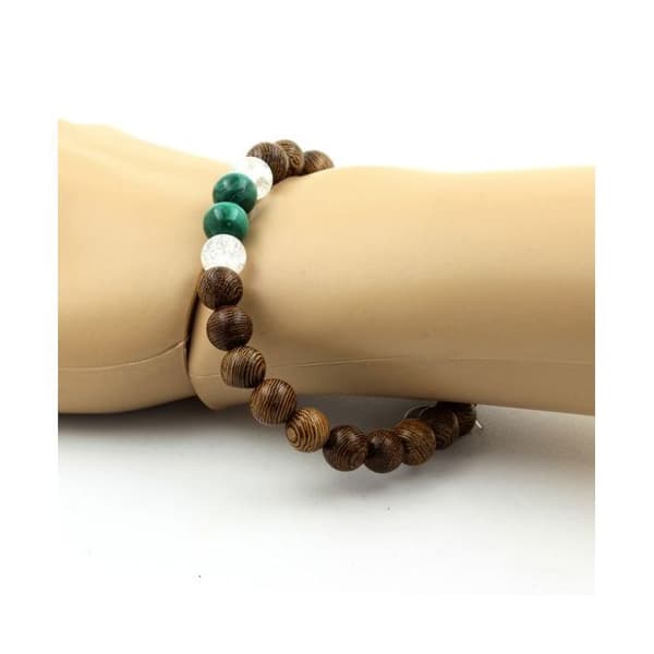 Armband - ABIJOUX - Malakit från Kongo - Spräckt kvarts - Trä - 8 mm