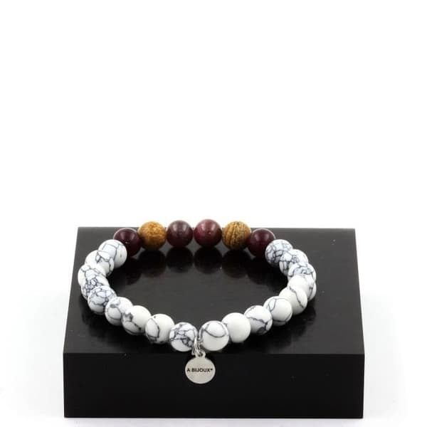 Armband i sten av natur - ABIJOUX - Mogok-rubin - Granat - Landskapsjaspis - 8 mm