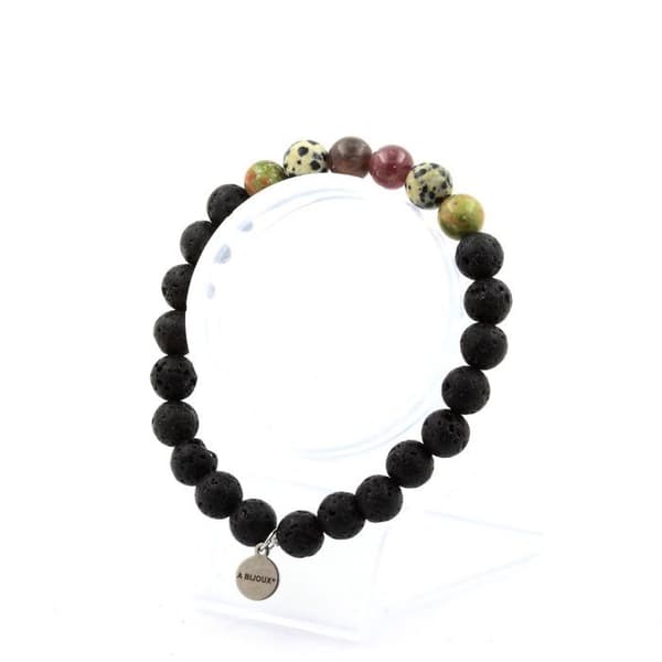 Armband i naturstenar - ABIJOUX - Mogok Rubin - Unakit - Dalmatian Jaspis - 8 mm