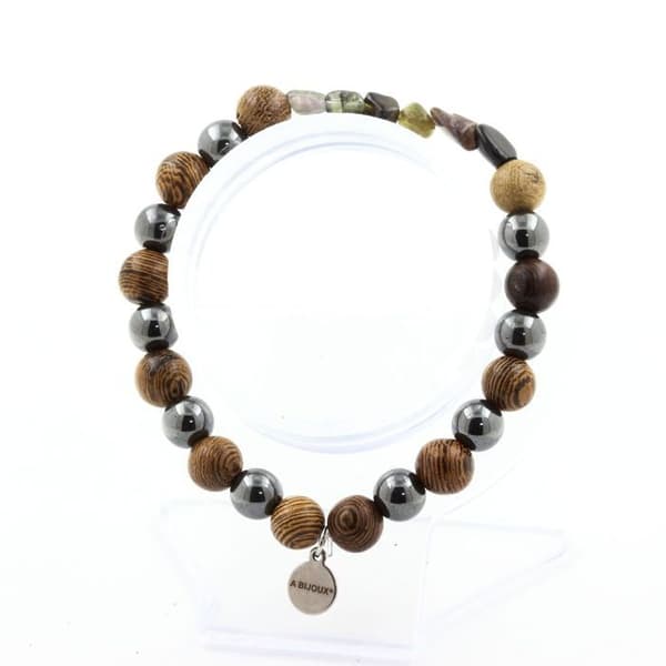 Armband - A Bijoux - Flerfärgad turmalin - Hematit - Trä - 19-20 cm