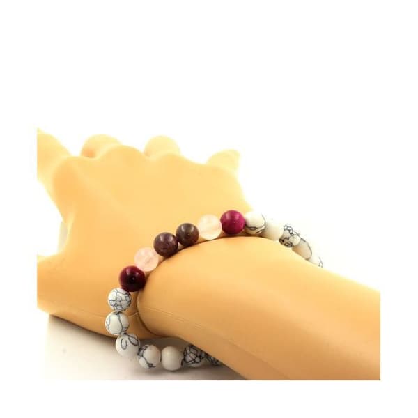 Stenar och mineraler. Mogok Ruby Beads Armband, Burma, Myanmar + Tiger Eye Tillverkat i Frankrike.