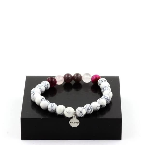 Stenar och mineraler. Mogok Ruby Beads Armband, Burma, Myanmar + Tiger Eye Tillverkat i Frankrike.