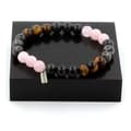 Miniatyrbild 1 av 6: Stenar och mineraler. Armband Beads Rose Quartz + Labradorite + Black Obsidian + Eye Made in France.