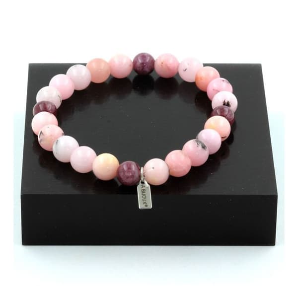 Armband - ABIJOUX - Rosenkvarts och Lepidolit - 8mm - Tillverkat i Frankrike - Unisex