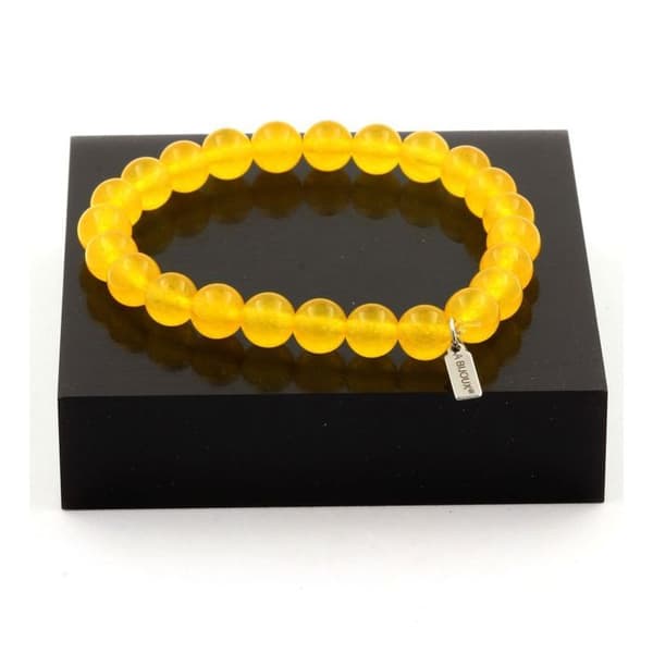 Armband - A Bijoux - Gul agat - 8 mm pärlor - Längd 19-20 cm - Tillverkad i Frankrike