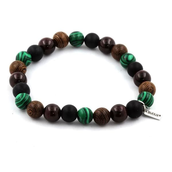 Armband - ABIJOUX - Granat Malakit Onyx - 8 mm - Tillverkad i Frankrike - Blandet