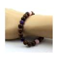 Miniatyrbild 2 av 6: Stenar och mineraler. Rosa Opal Beads Armband + Lila Tiger Eye + Ametist + trä 8 Tillverkad i Frankrike.