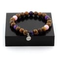 Miniatyrbild 1 av 6: Stenar och mineraler. Rosa Opal Beads Armband + Lila Tiger Eye + Ametist + trä 8 Tillverkad i Frankrike.