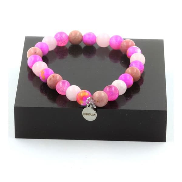 Armband - Ett Bijoux - Kvarts rosa - Rosa gul jaspis - Rhodonit - Agat 8mm