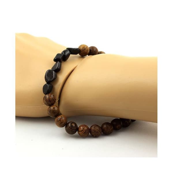 Armband - ABIJOUX - Hypersthen från Egypten - Träpärlor 8 mm - Längd 19-20 cm - Unisex