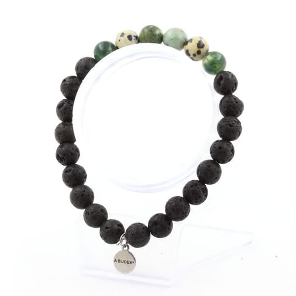 Armband - ABIJOUX - 8mm - Turkos Afrika - Mossa agat - Dalmatisk jaspis