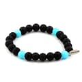 Miniatyrbild 1 av 2: Stenar och mineraler. Mattsvart Onyx + Aquamarine Beads Armband 8 mm. Tillverkad i Frankrike.