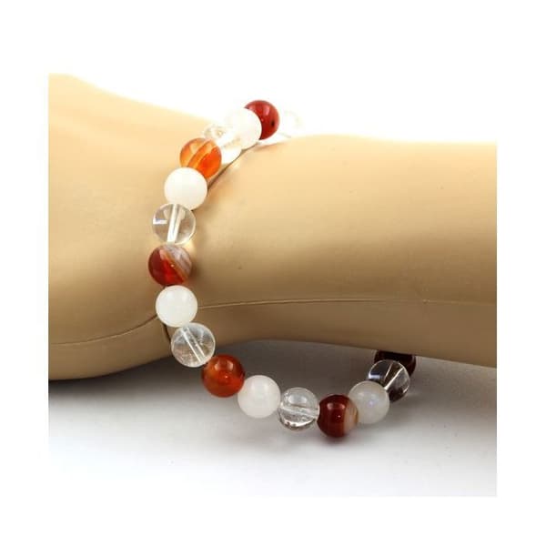 Armband - ABIJOUX - Kvarts, Månfält, Ripsagat - 8mm - Unisex - Tillverkad i Frankrike
