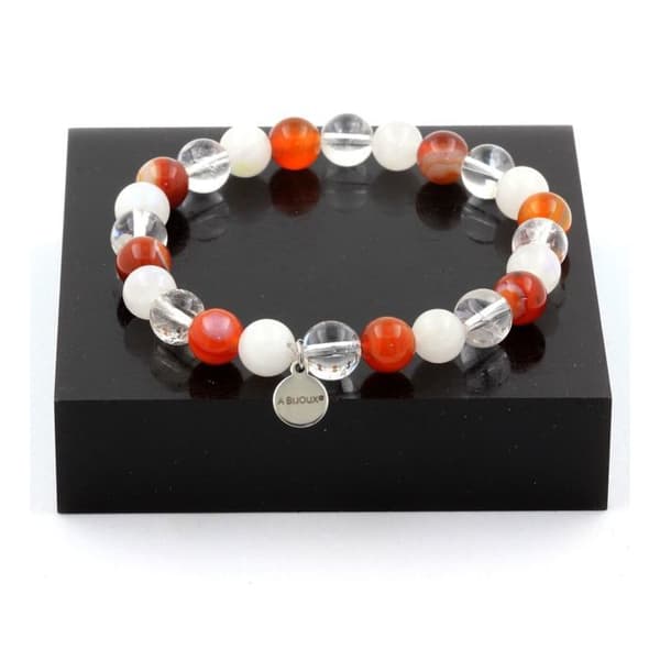 Armband - ABIJOUX - Kvarts, Månfält, Ripsagat - 8mm - Unisex - Tillverkad i Frankrike