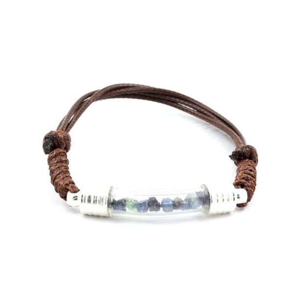 Armband - ABIJOUX - Rå safir - Justerbar 16-24 cm - Snöre och glas - Unisex