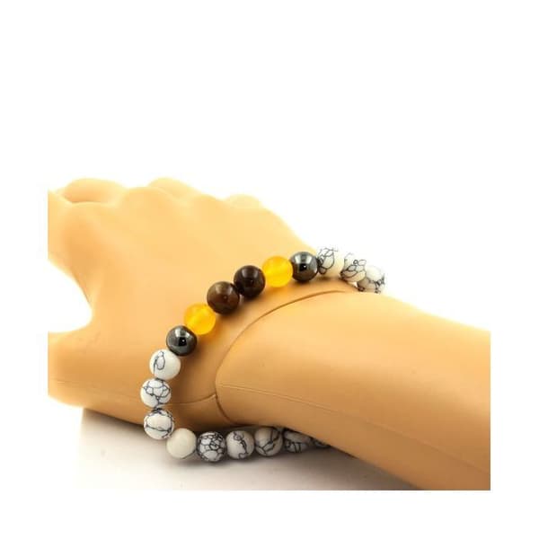 Stenar och mineraler. Armband Ruby Beads från Mogok, Burma, Myanmar + Yellow Agate + Made in France.