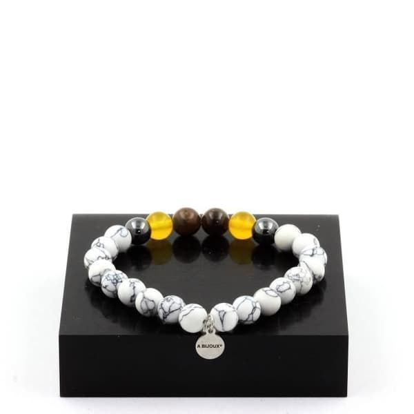 Stenar och mineraler. Armband Ruby Beads från Mogok, Burma, Myanmar + Yellow Agate + Made in France.