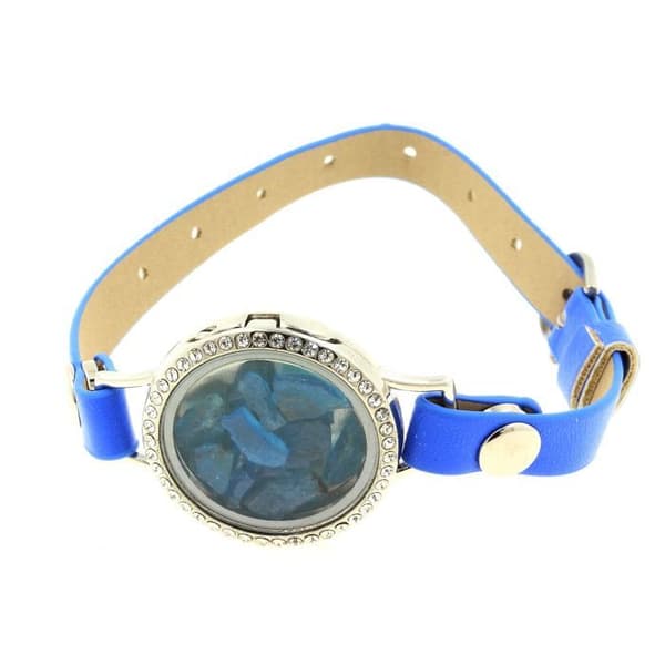 Armband - Apatit - Neonblå - Justerbar - Rostfritt stål - Unisex