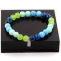 Miniatyrbild 1 av 3: Stenar och mineraler. Armband Peridot Beads + Angelite + Blue Chalcedony + Ribboned Agate Made in France.