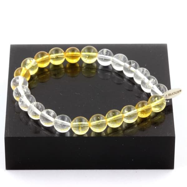 Armband - ABIJOUX - Kvarts och Citrin - Längd 19-20 cm - 8 mm pärlor - Unisex