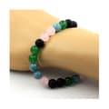 Miniatyrbild 3 av 3: Stenar och mineraler. Pink Quartz Beads Armband + Matt Black Onyx + Aquamarine + Agate Made in France.