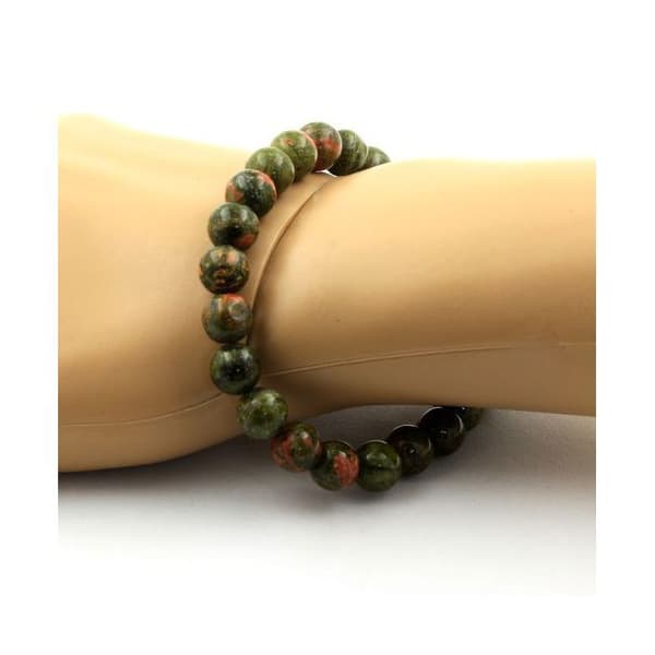 Armband i naturliga stenar - ABIJOUX - Unakite - 8mm - Tillverkad i Frankrike - Blandet