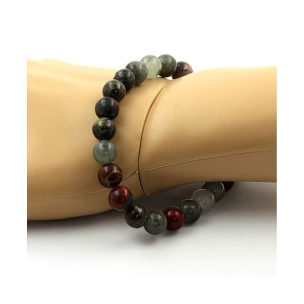 Stenar och mineraler. Dragon's Blood Jasper Beaded Armband 8 mm. Tillverkad i Frankrike.