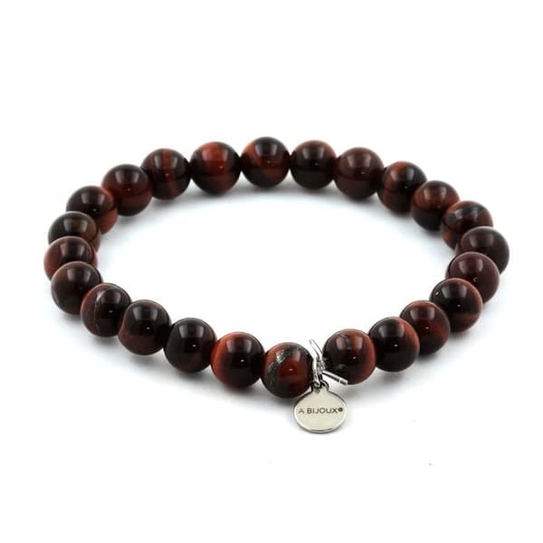 Armband - ABIJOUX - Röd Tigeröga - 8 mm - Längd 19-20 cm - Naturlig Sten
