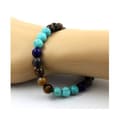 Miniatyrbild 2 av 6: Stenar och mineraler. Labradorite + Tiger Eye + Turkos + Lapis Lazuli Bead Armband Tillverkat i Frankrike.