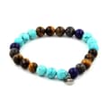 Miniatyrbild 1 av 6: Stenar och mineraler. Labradorite + Tiger Eye + Turkos + Lapis Lazuli Bead Armband Tillverkat i Frankrike.