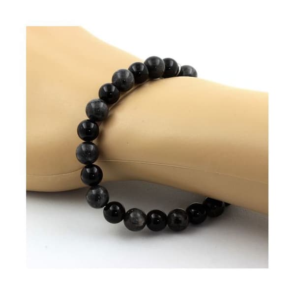 Armband - ABIJOUX - Labradorit + svart agat - 8 mm - Längd 19-20 cm - Tillverkat i Frankrike