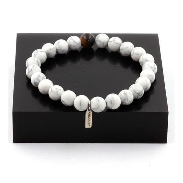 Armband - ABIJOUX - Howlite och Tigeröga - Längd 19-20 cm - Mixad - 8 mm