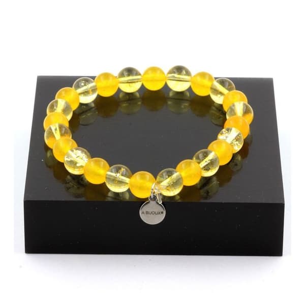 Armband - A Bijoux - Citrin + Gul agat - 8 mm - Längd 19-20 cm - Tillverkad i Frankrike