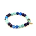 Miniatyrbild 1 av 2: Stenar och mineraler. Lapis Lazuli + Aquamarine + Blue Banded Agate Beads Armband 8 mm. Tillverkad i Frankrike.