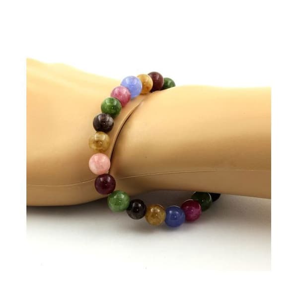 Armband - ABIJOUX - Multicolor turmalin - 8mm - Tillverkad i Frankrike - Längd 19-20 cm